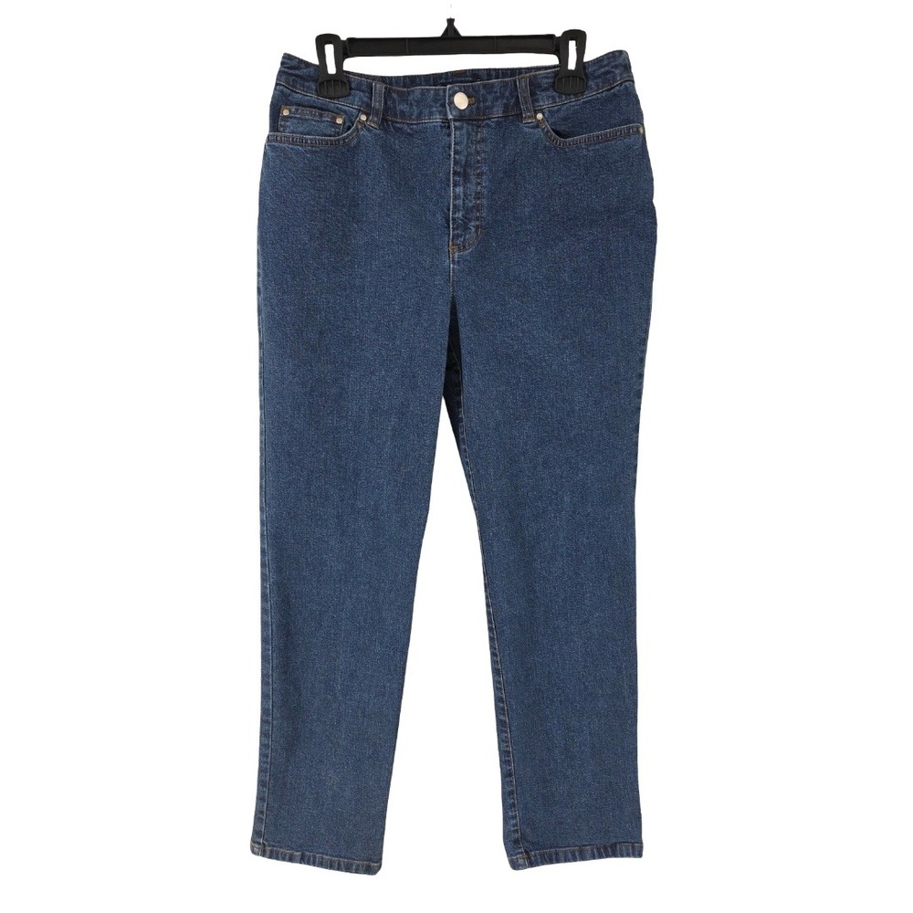 Jones New York Signature Straight Mid Rise Dark Wash Stretch Jeans Womens 8